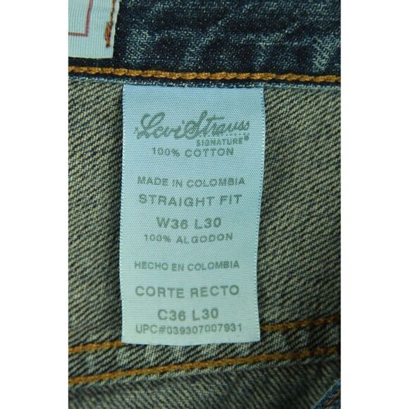 Levi Strauss Signature Jeans Blue Denim 100% Cotton Straight Fit Mens 36/30 - Picture 6 of 6